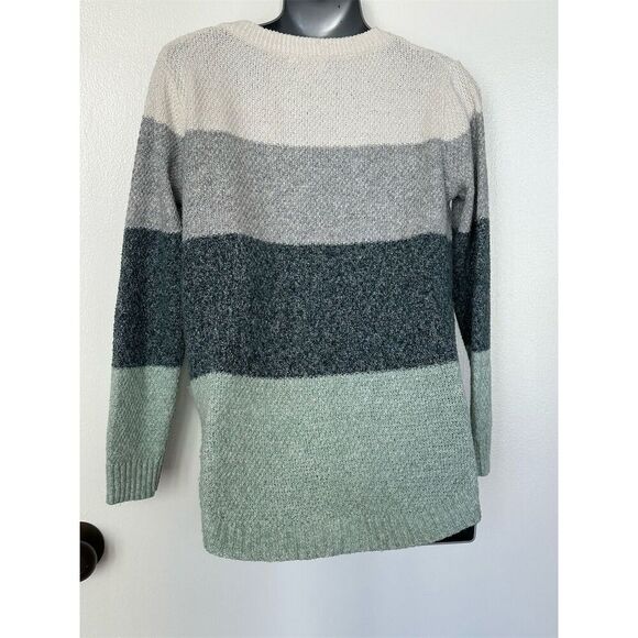Pink Clover Women's Gray Colorblock Sweater Size M Petites Pullover - Picture 3 of 8